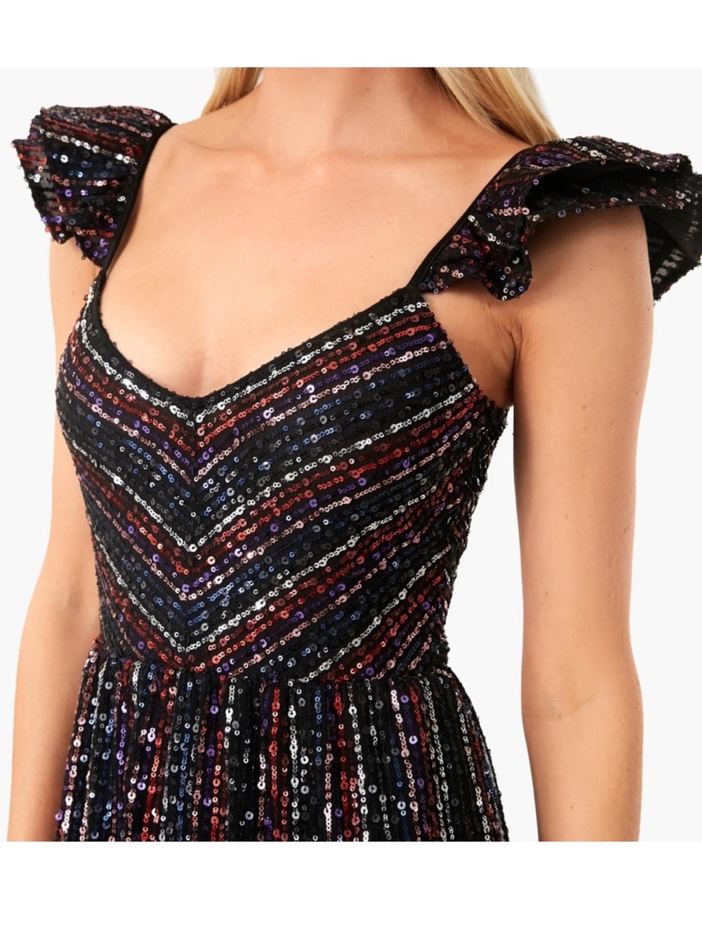 SAYLOR Quintana Ruffle Sequin Tiered Cocktail Dress - Picture 2 of 12